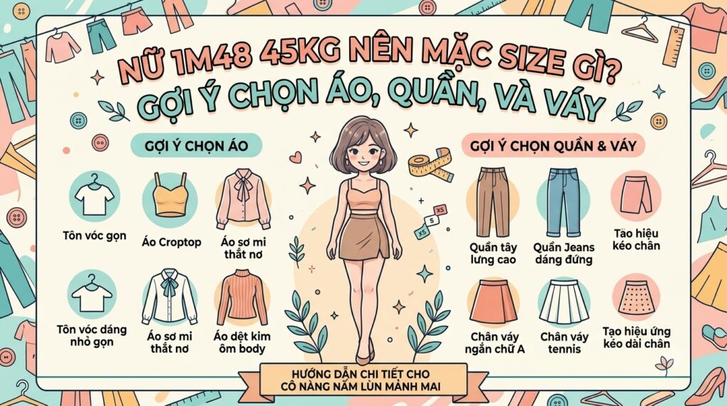 1m48 45kg mặc size gì nữ? Gợi ý chọn áo, quần và váy 1 1m48 45kg mặc size gì nữ - các bước thực hiện chi tiết