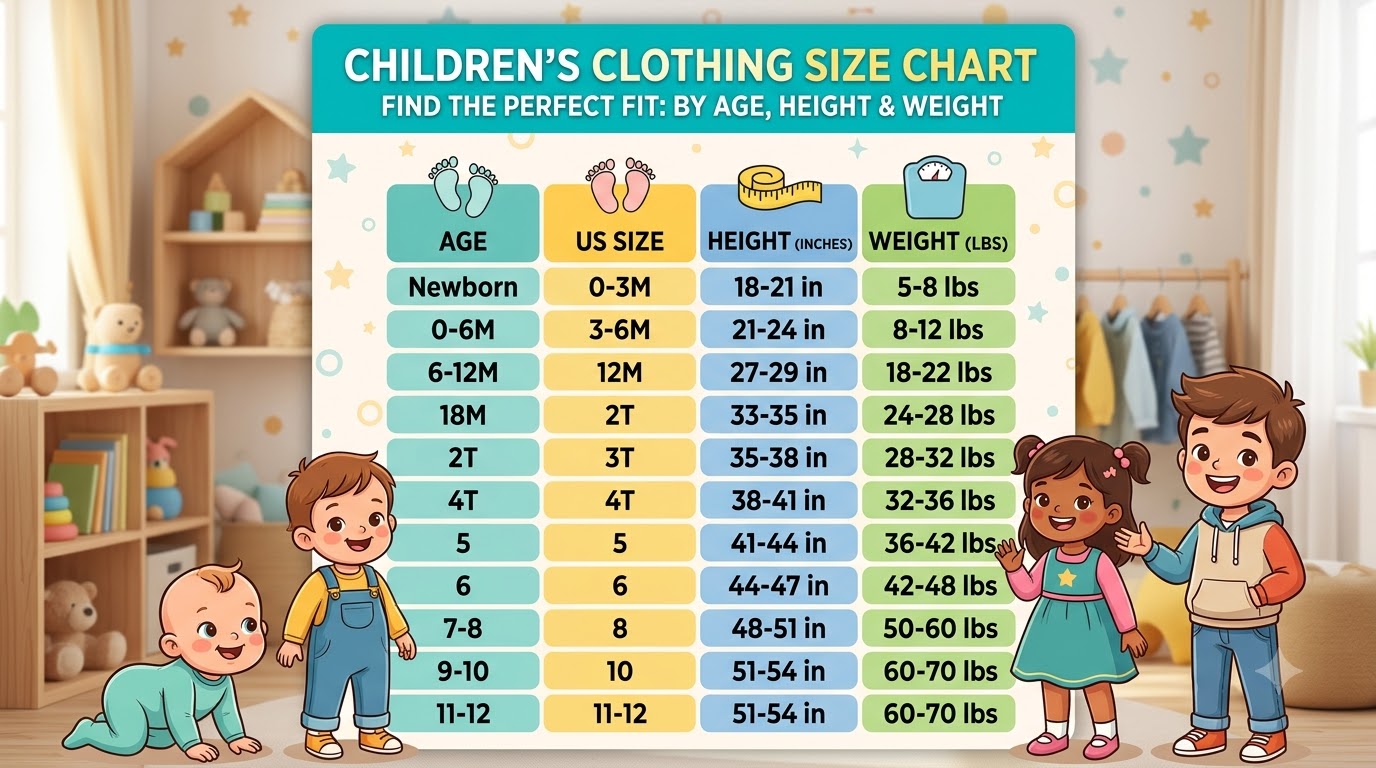 bảng size quần áo trẻ em - tổng quan và chuẩn bị