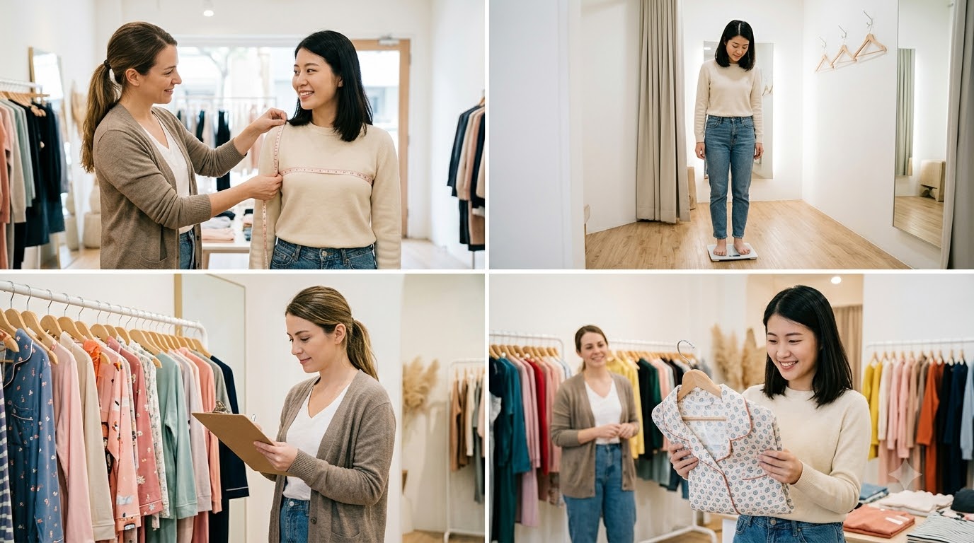 Cách chọn size đồ bộ nữ dựa trên số đo vòng ngực, eo và mông