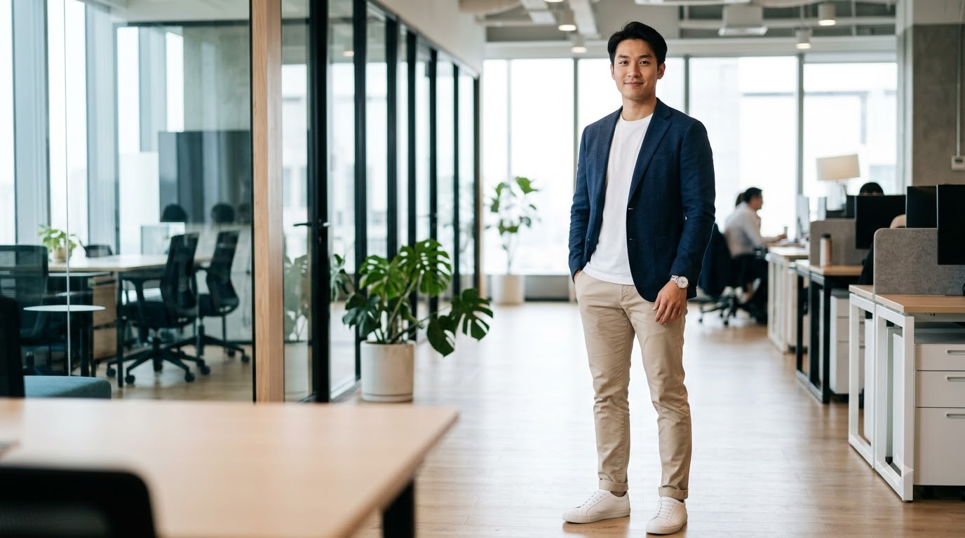 Phối đồ công sở nam theo mức độ trang trọng Phối đồ công sở nam theo ba mức trang trọng: suit, sơ mi với quần chinos và polo