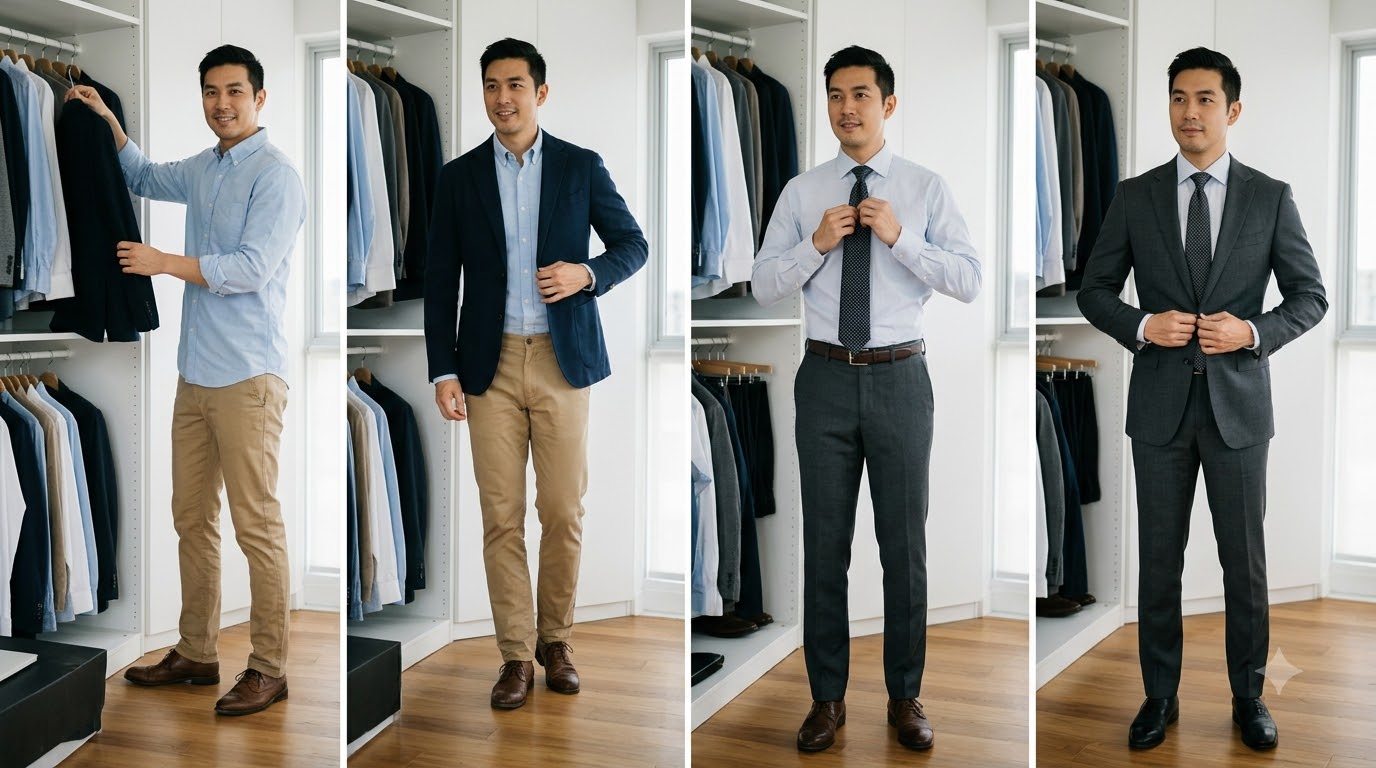 Smart casual công sở với polo và quần chinos Polo trơn hoặc sơ mi không cà vạt phối chinos theo phong cách smart casual